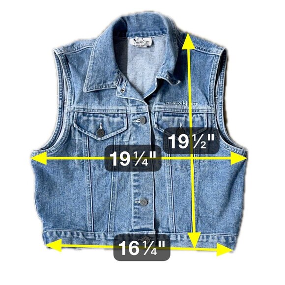 Vintage Denim Vest Sleeveless Jacket Small Blue Cotton NY Jeans Hong Kong Y2K - Picture 8 of 8